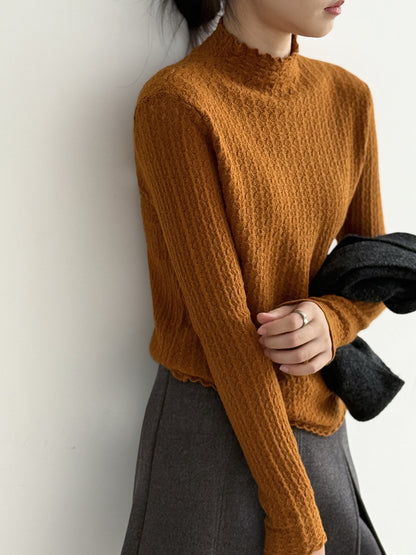 【Y312】實拍高單質感鏤空蕾絲半高領針織衫251106