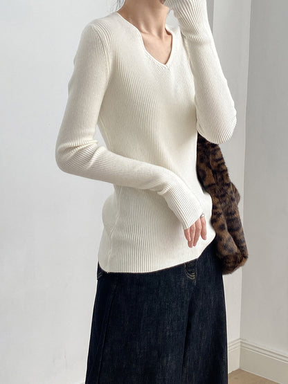 【YP313】實拍冬季氣質簡約v領針織衫251113