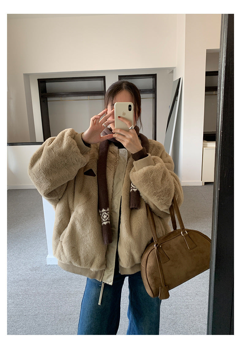 【H5526】實拍兩面穿|絨毛加厚棉服風衣外套251125