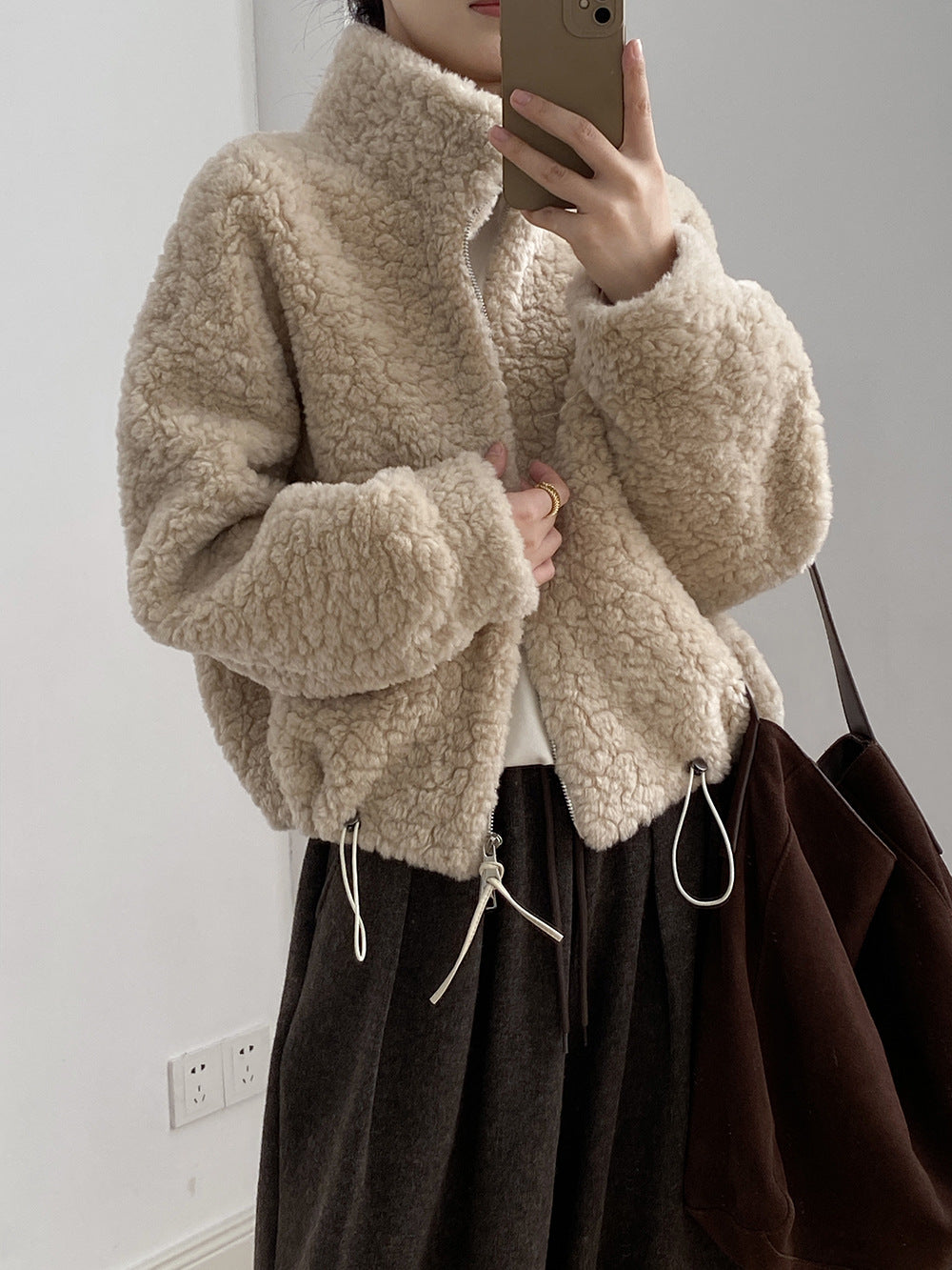【YH8567】實拍冬天保暖厚款立领羊羔毛外套251113