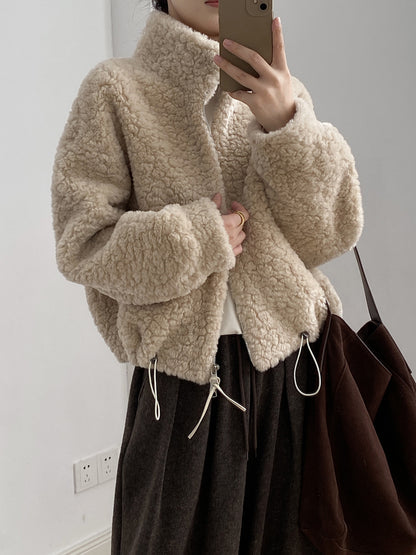 【YH8567】實拍冬天保暖厚款立领羊羔毛外套251113