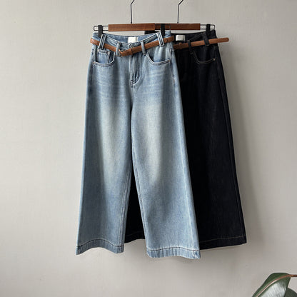 【Y981316】實拍S~XL冬季高腰加絨直筒牛仔褲含腰帶251106