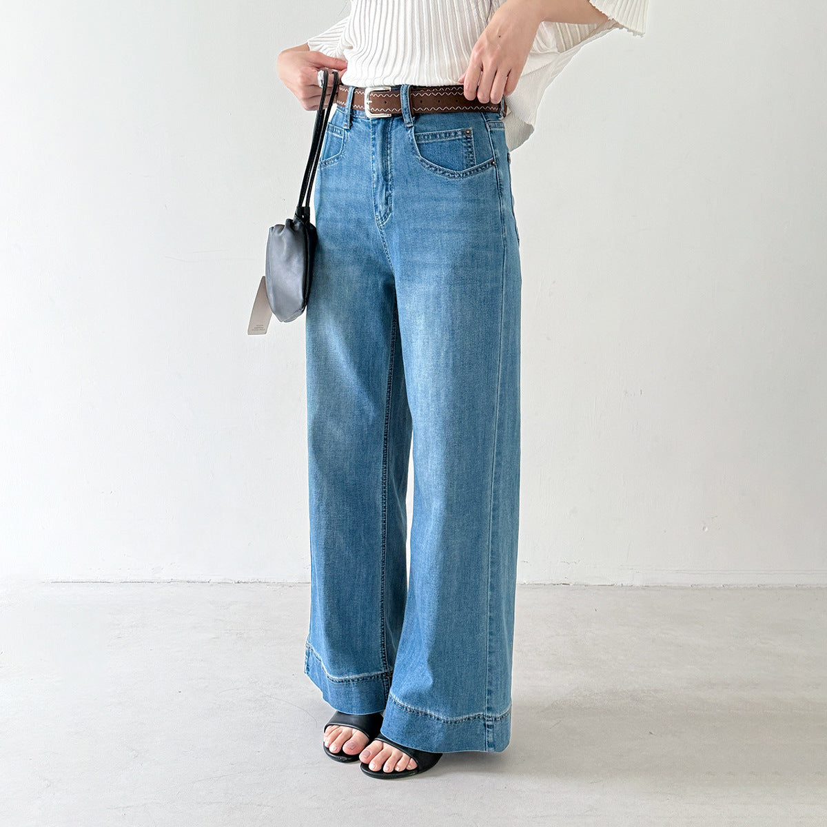 【LD11246】實拍S~XL美式復古大長腿👖高腰彈力顯瘦微喇叭寬鬆直筒牛仔褲260414