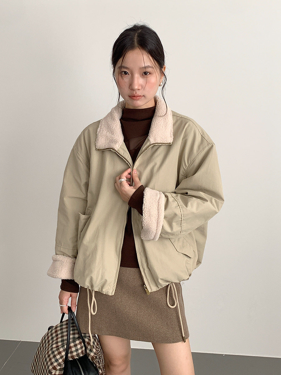 【LD11031】實拍冬天高級感加厚立領羊羔毛保暖夾克外套251124