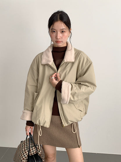 【LD11031】實拍冬天高級感加厚立領羊羔毛保暖夾克外套251124