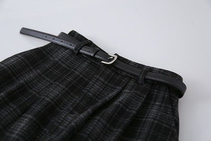 【LD11071】實拍氣質復古格紋毛呢a字裙251209