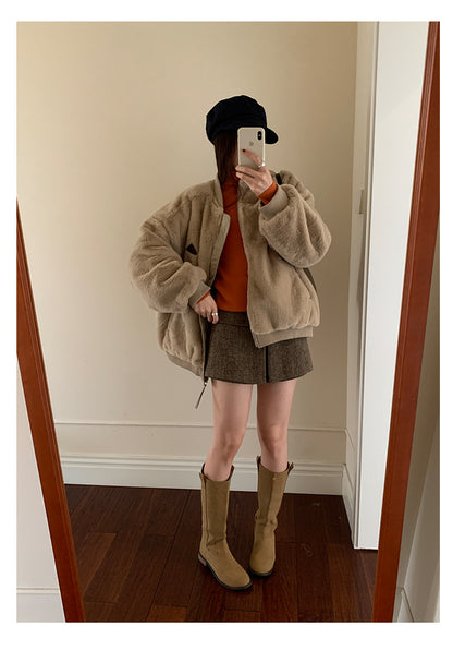 【H5526】實拍兩面穿|絨毛加厚棉服風衣外套251125