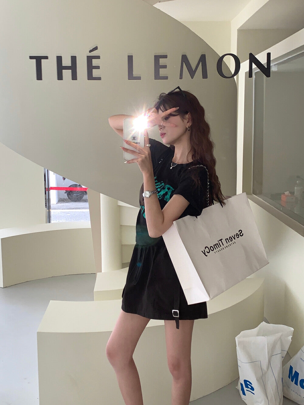 【L6368】實拍檸檬夏季設計感貓咪短袖T恤240503
