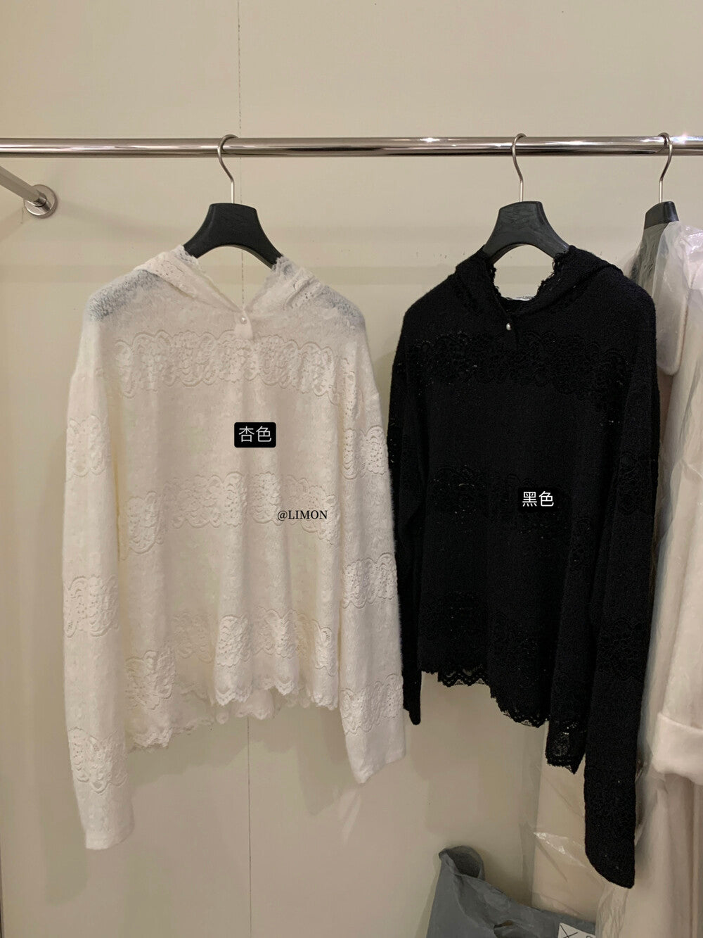 【L9359】實拍檸檬秋冬重工鈎花蕾絲寬鬆連帽蕾絲衫251117