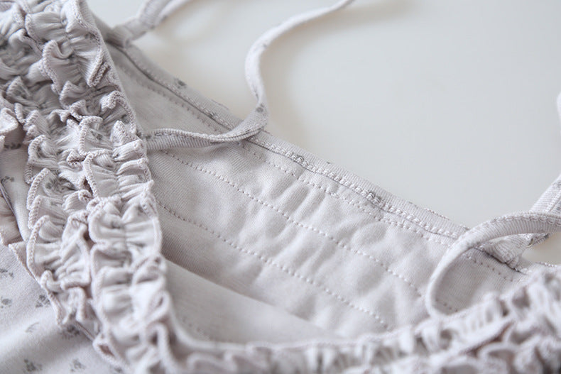 【LD11172】實拍仙女系紫藤花園💜淺紫長袖小外套+碎花細肩帶 套裝260317