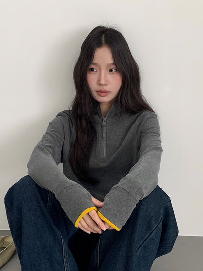 【LD11028】實拍德絨舒適極簡半拉鍊連帽衞衣251124