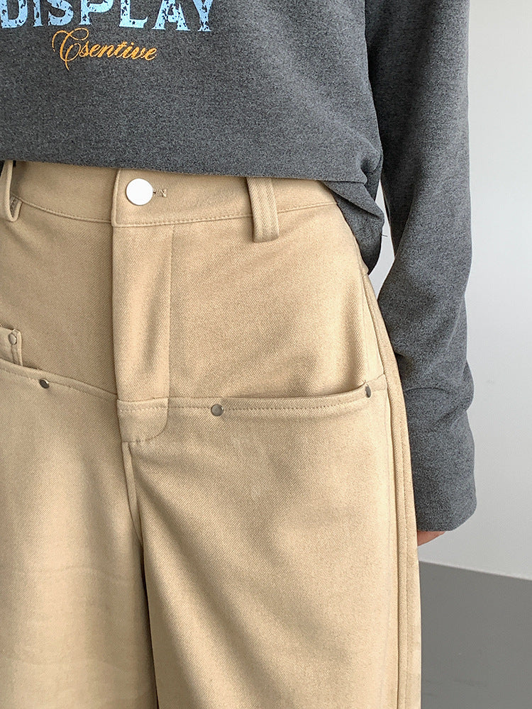 【LD3302】實拍S~XL秋冬顯瘦直筒毛呢休閒褲251103