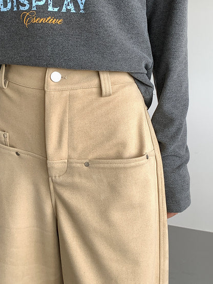 【LD3302】實拍S~XL秋冬顯瘦直筒毛呢休閒褲251103