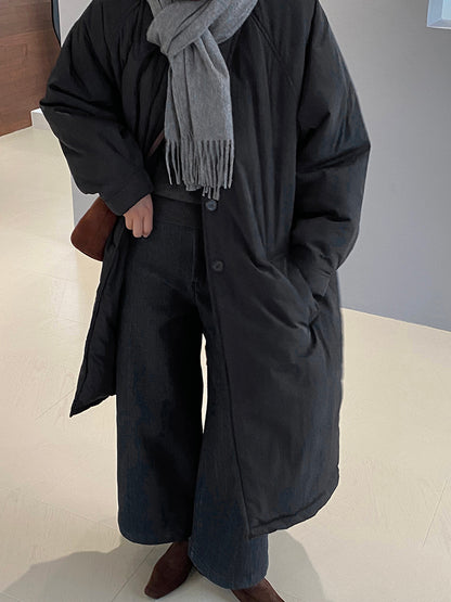 【cimz1235】 雪山奶糖 Muji 風輕薄初冬簡約廓形寬鬆棉服外套260108