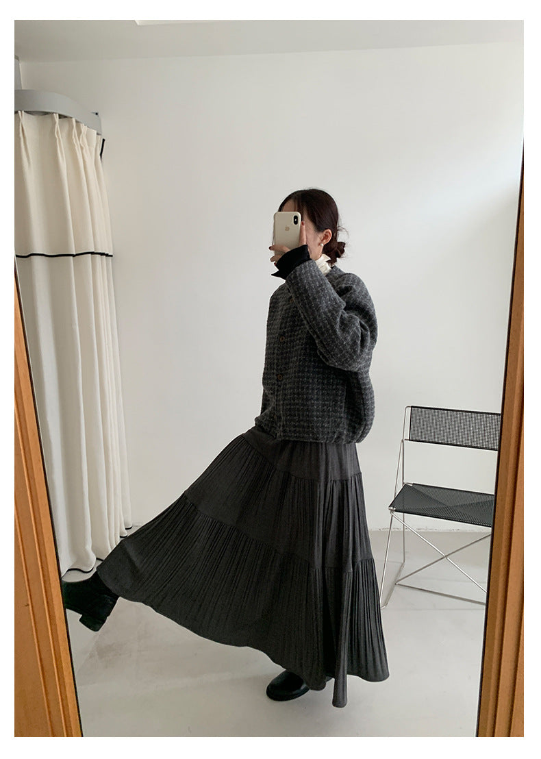 【H5475】實拍小香風粗花呢氣質保暖夾棉外套251109