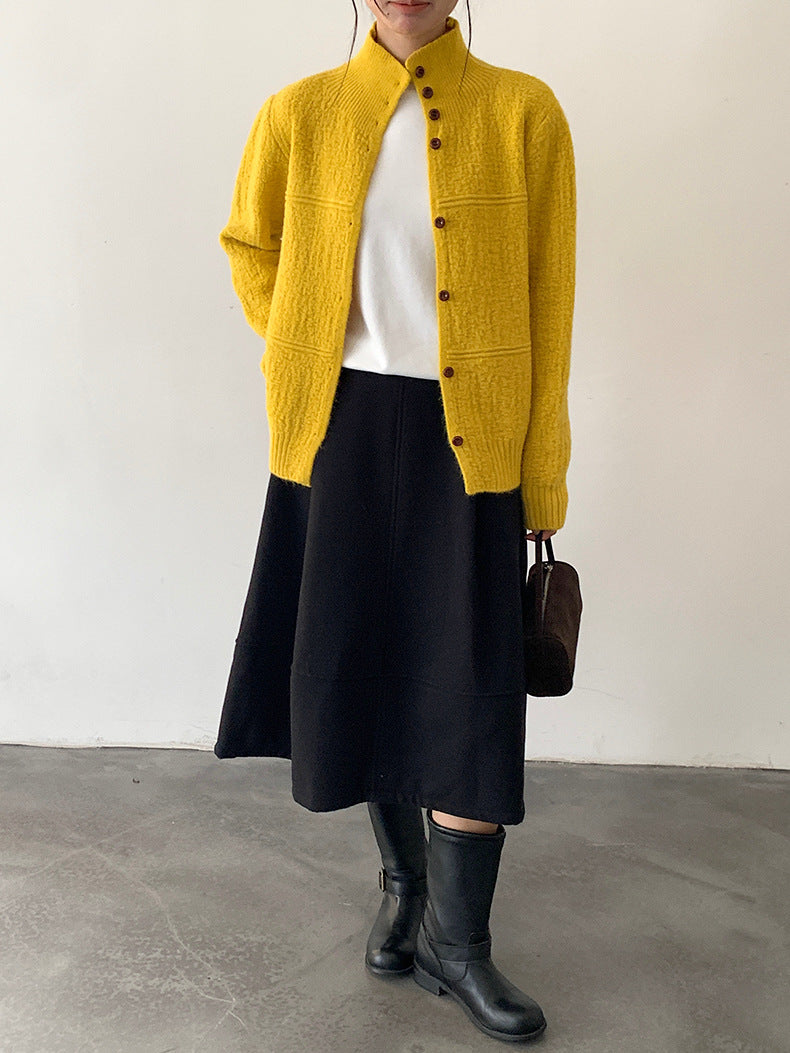 【LD11037】實拍高領開衫針織毛衣251202