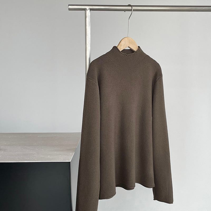 【cimYL713】實拍加厚捲邊半高領保暖針織衫251201