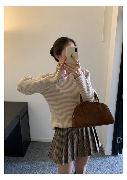 【H5484】實拍秋冬加厚慵懶高領針織毛衣251109