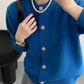 【cimMB558】實拍韓國高級復古彩鑽紐扣針織開衫240103