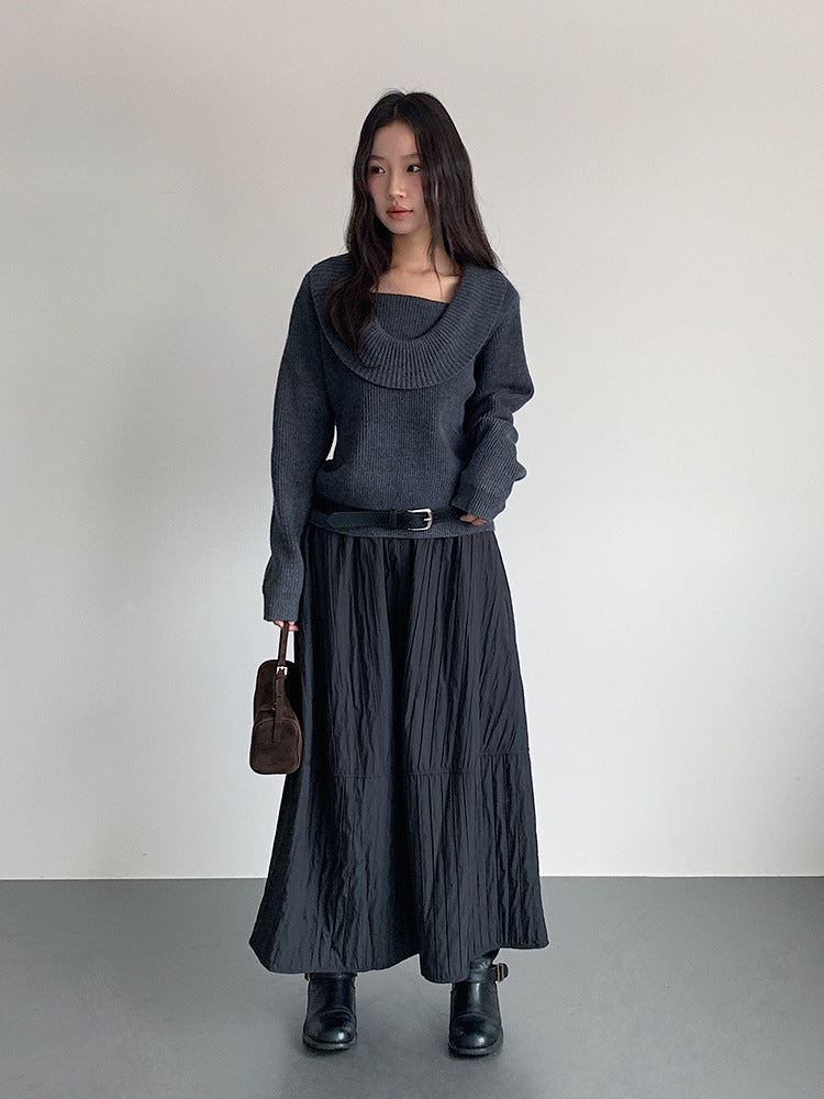 【LD11017】實拍日系加厚棉感保暖高腰花苞裙（左右有口袋）251110