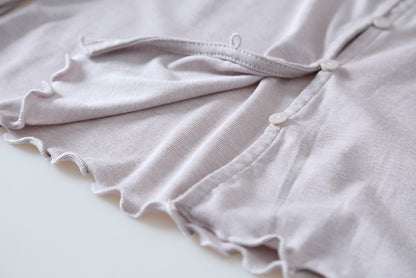 【LD11172】實拍仙女系紫藤花園💜淺紫長袖小外套+碎花細肩帶 套裝260317