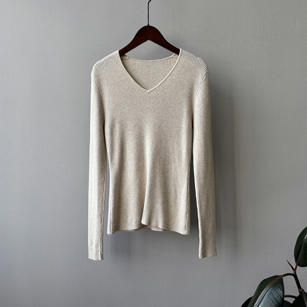 【YP313】實拍冬季氣質簡約v領針織衫251113