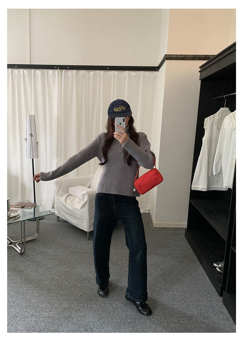 【H5484】實拍秋冬加厚慵懶高領針織毛衣251109