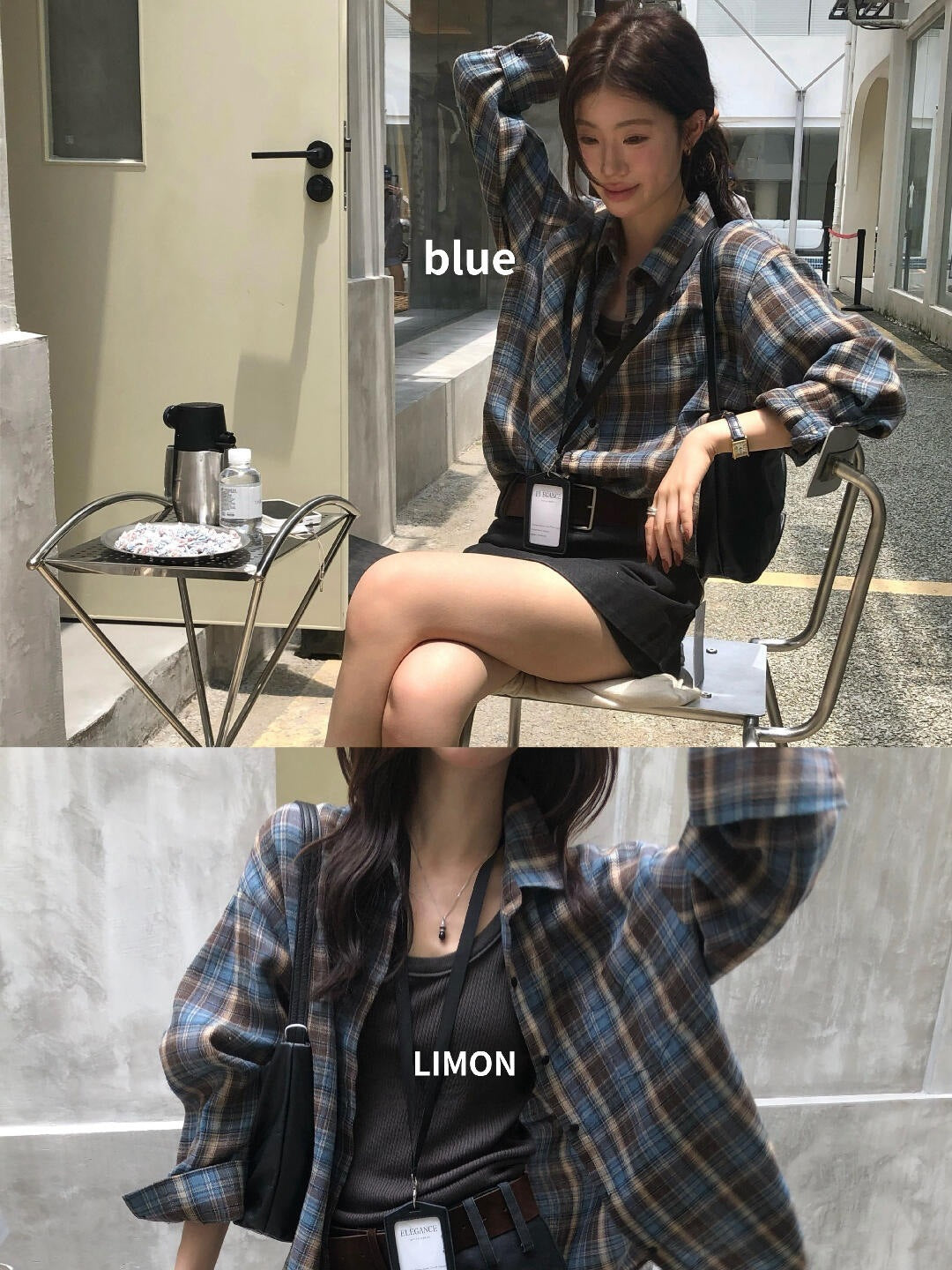 【L11087】檸檬早秋新款慵懶輕質感格紋寬鬆顯瘦長袖襯衫260728