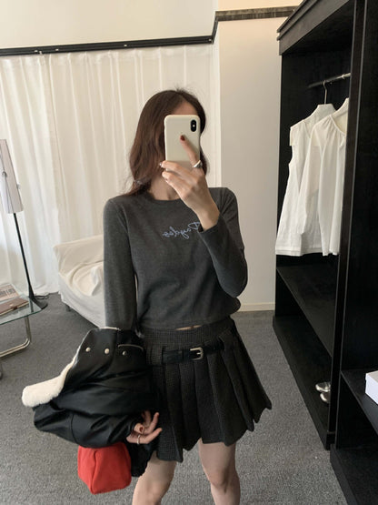 【H5482】實拍磨毛舒適質感刺繡長袖T恤251109