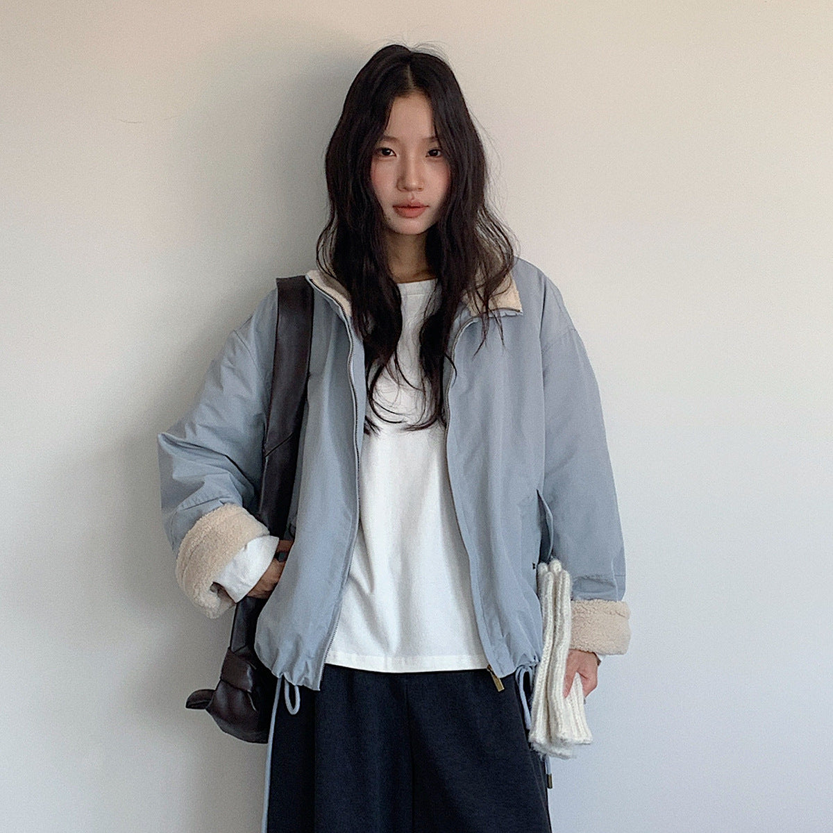 【LD11031】實拍冬天高級感加厚立領羊羔毛保暖夾克外套251124