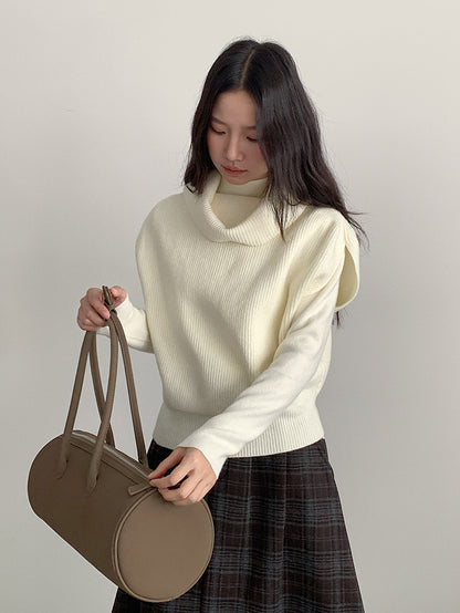 【LD11065】實拍半高領針織衫+針織背心251209