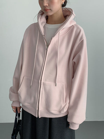 【LD11030】實拍冬季慵懶加絨加厚連帽衞衣外套251124