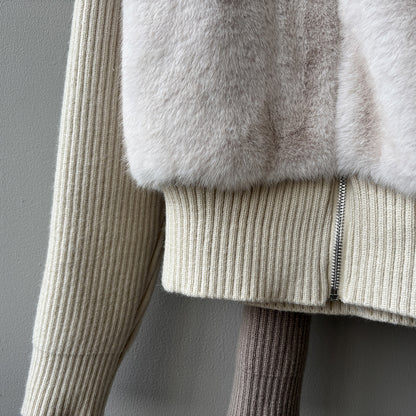 【YH8309】實拍高質感時髦仿皮草拼接針織假2件毛毛外套251113