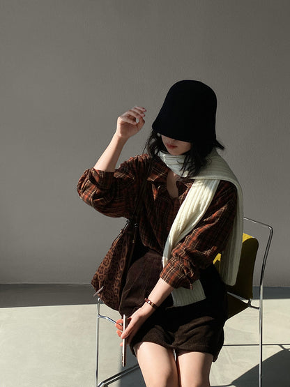 【cimz1753】實拍磨毛加厚復古格紋襯衫 251120