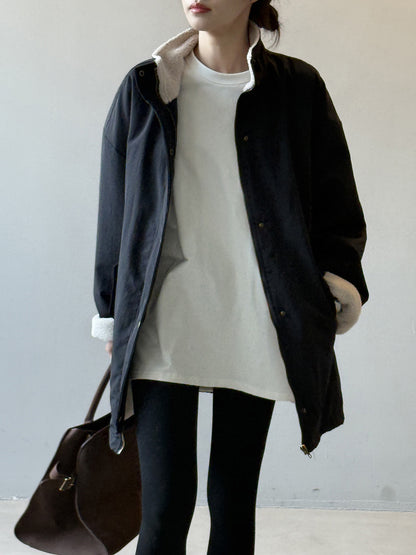 【Y82650】實拍立領帥氣內裡羊羔毛工裝外套251016