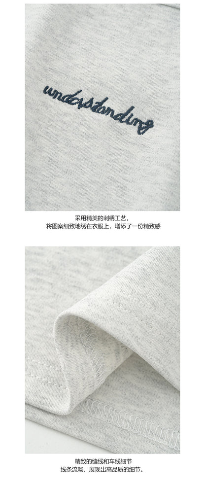 【H5100】實拍簡約6色舒適棉質後背刺繡T恤250310