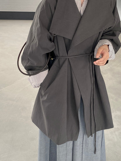 【cim1659】實拍秋冬復古英倫翻領風衣外套＋繫帶251030