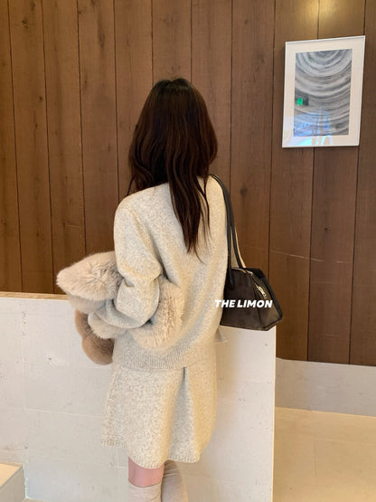 【L6880】實拍檸檬秋冬菱格針織開衫+圓領背心+針織裙251117