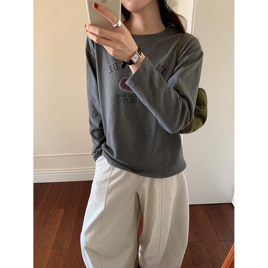 【H5497】實拍德絨加厚磨毛長袖T恤251118