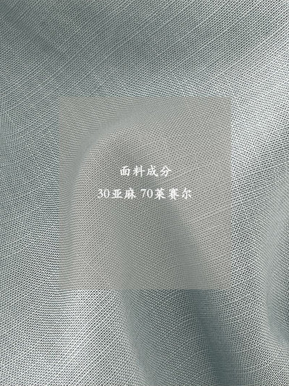 【cimz1897】法式復古甜美🎀天絲亞麻氣質收腰綁帶短袖襯衫260520