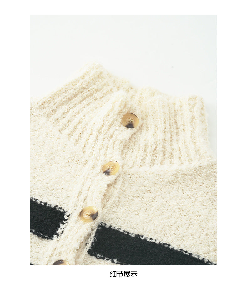 【H5511】實拍 懶懶撞色條紋開衫針織毛衣
251118