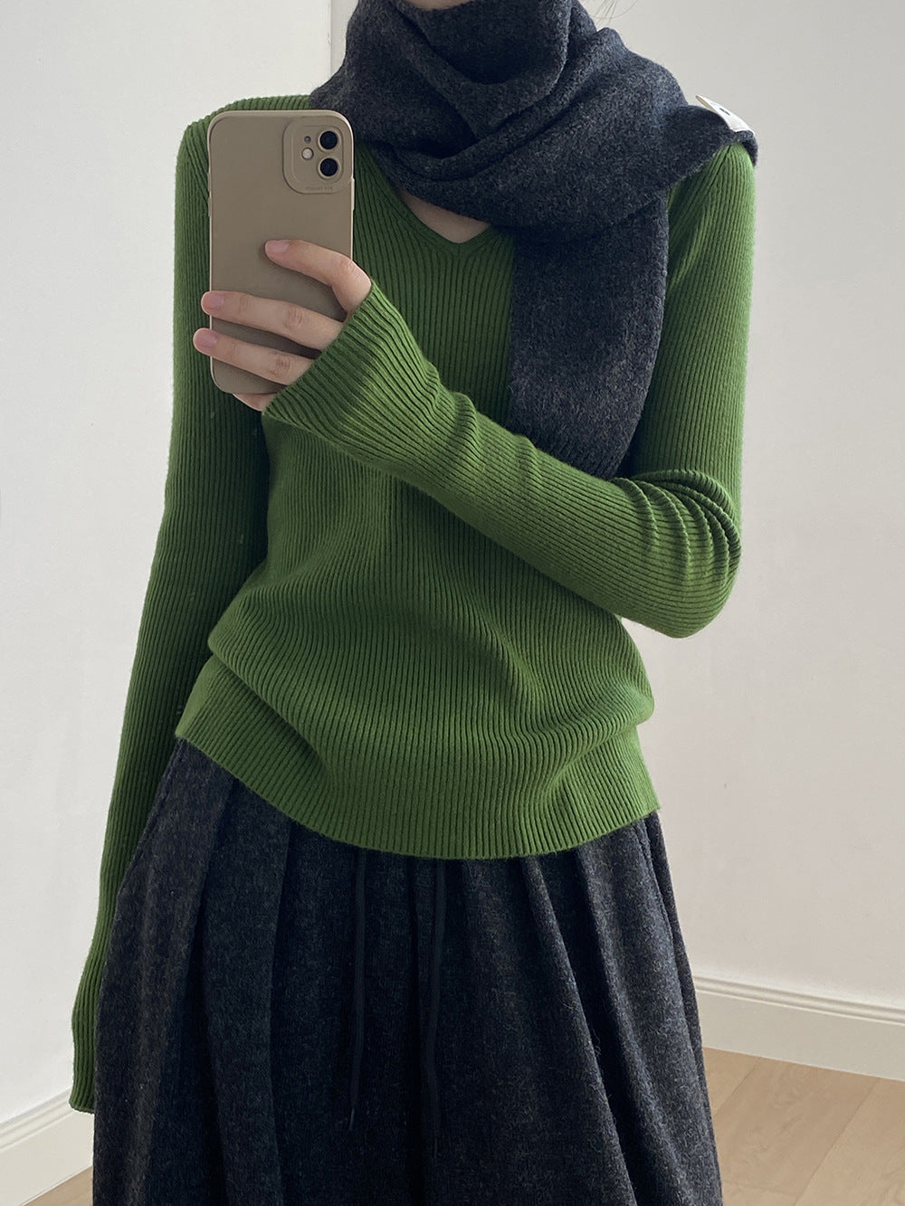 【YP313】實拍冬季氣質簡約v領針織衫251113