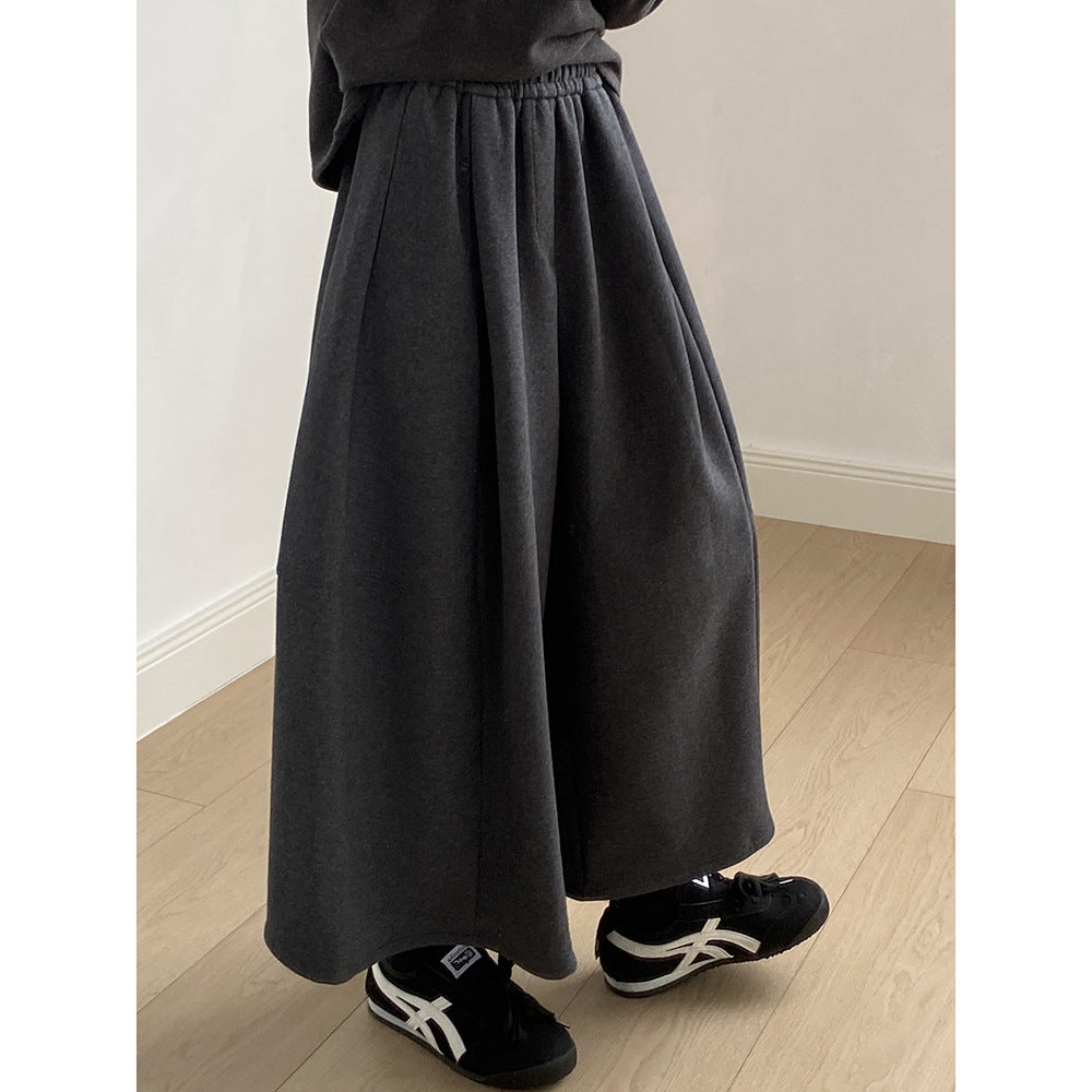 【Y82678】 實拍鬆緊腰抽繩顯瘦闊腿九分褲裙251023