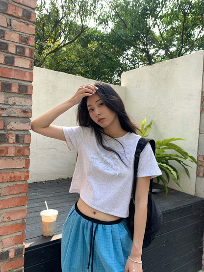 【H5161】實拍夏天甜美優雅蝴蝶結珍珠印花t恤250407