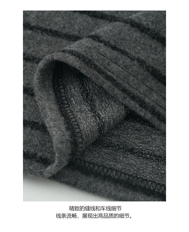 【H572】實拍復古磨毛刺繡條紋圓領T恤251021