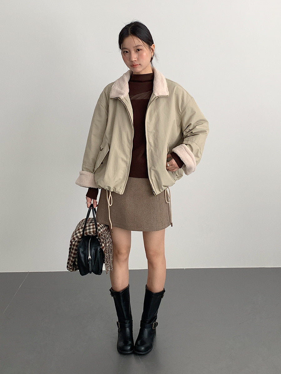 【LD11031】實拍冬天高級感加厚立領羊羔毛保暖夾克外套251124