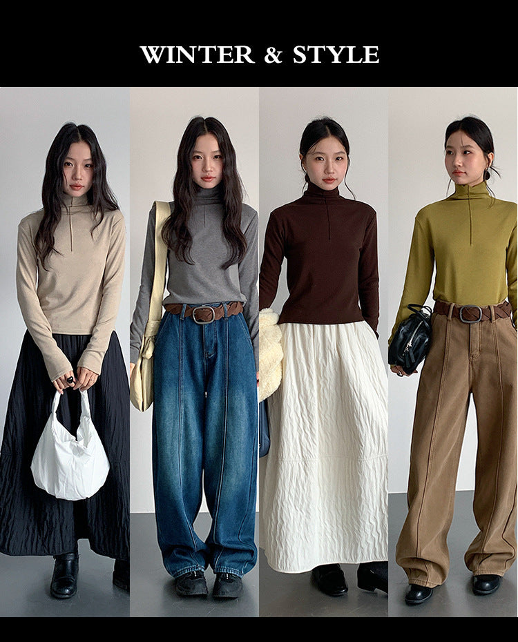 【LD11012】實拍加厚半高領6色打底長袖t恤251110