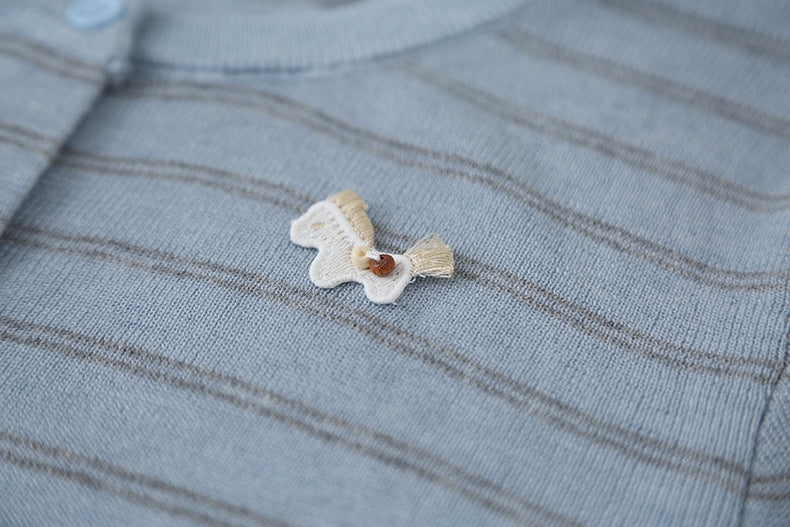 【LD11157】實拍韓系知性☁️小馬刺繡羊毛6%圓領長袖針織外套260317