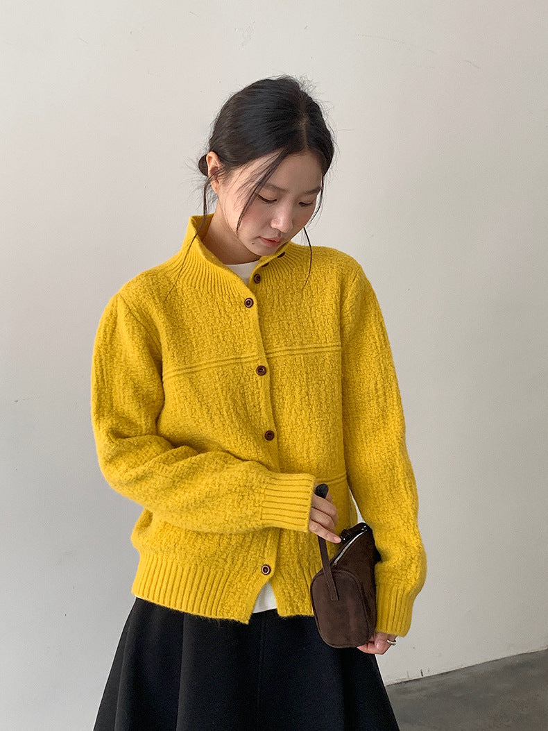 【LD11037】實拍高領開衫針織毛衣251202