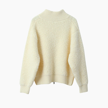 【LD11015】實拍雙頭拉鍊毛絨半高領加厚針織毛衣外套251110